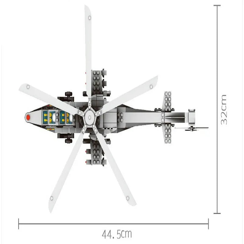 Wange MOC Building Block Set: WZ-10 Gunship Helicopter, Model 4002