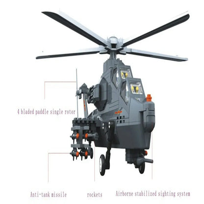 Wange MOC Building Block Set: WZ-10 Gunship Helicopter, Model 4002