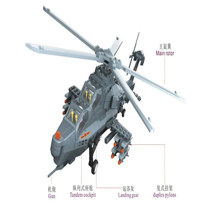 Wange MOC Building Block Set: WZ-10 Gunship Helicopter, Model 4002