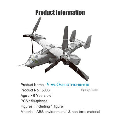 Wange MOC Building Block Set: Boeing V22 Bell Osprey JX006