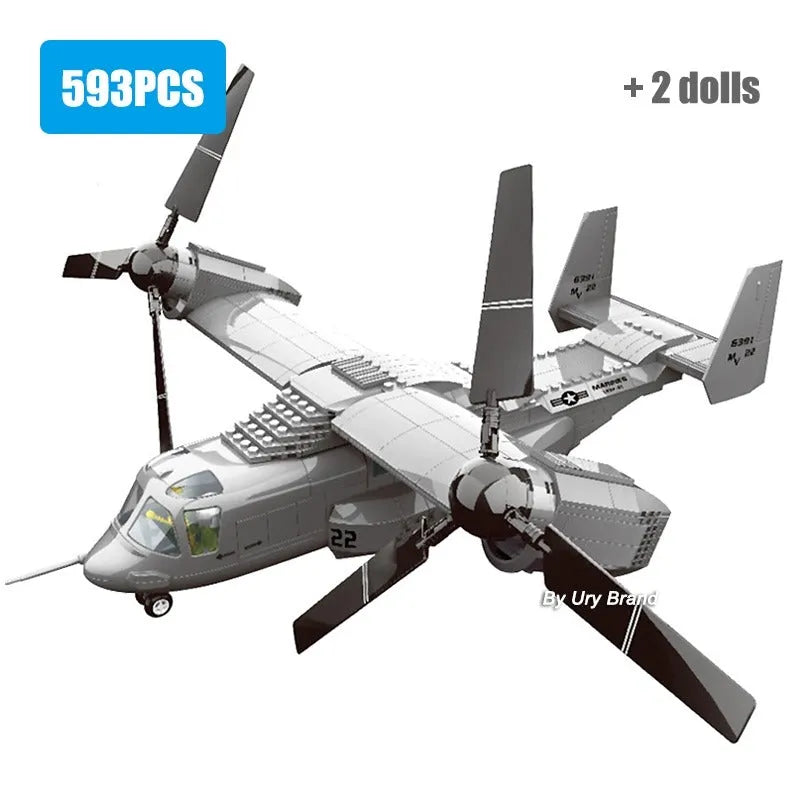 Wange MOC Building Block Set: Boeing V22 Bell Osprey JX006