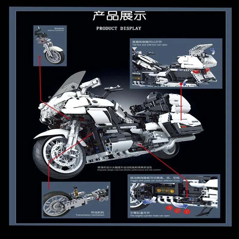 Winner MOC Building Block Set: Gold Wing Motorcycle 8110