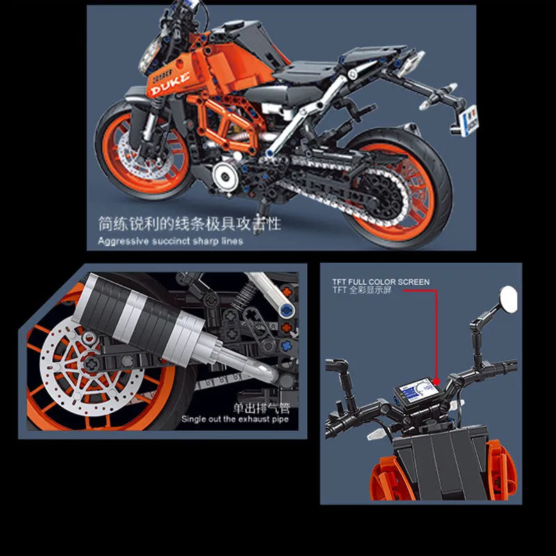 Winner MOC Building Block Set: Classic KTM 390 DUKE Motorcycle, Model 8108