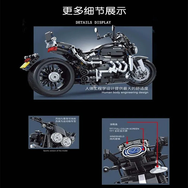 Winner MOC Building Block Set: Classic Road Motorcycle 8107