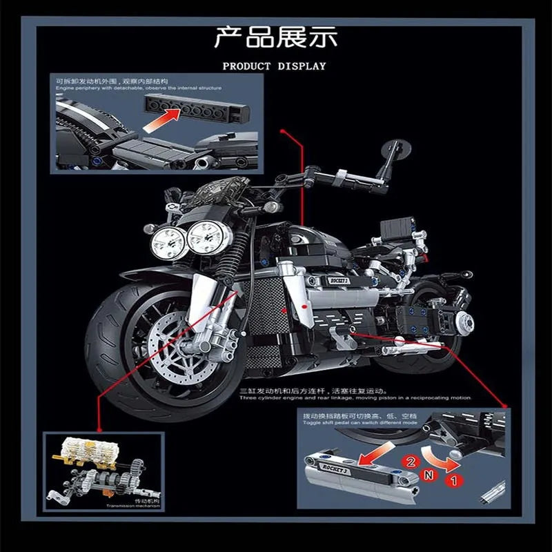 Winner MOC Building Block Set: Classic Road Motorcycle 8107