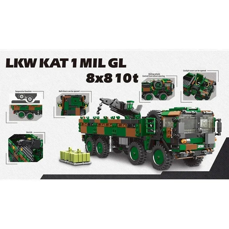 Xingbao MOC Building Block Set: MAN LKW KAT 1 Mil GL 10t Truck, Model XB06052