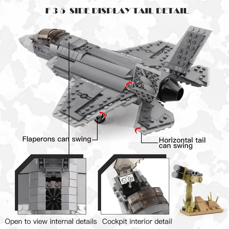 Xingbao MOC Building Block Set: Stealth Fighter Jet F-35 Aircraft, Model XB06026