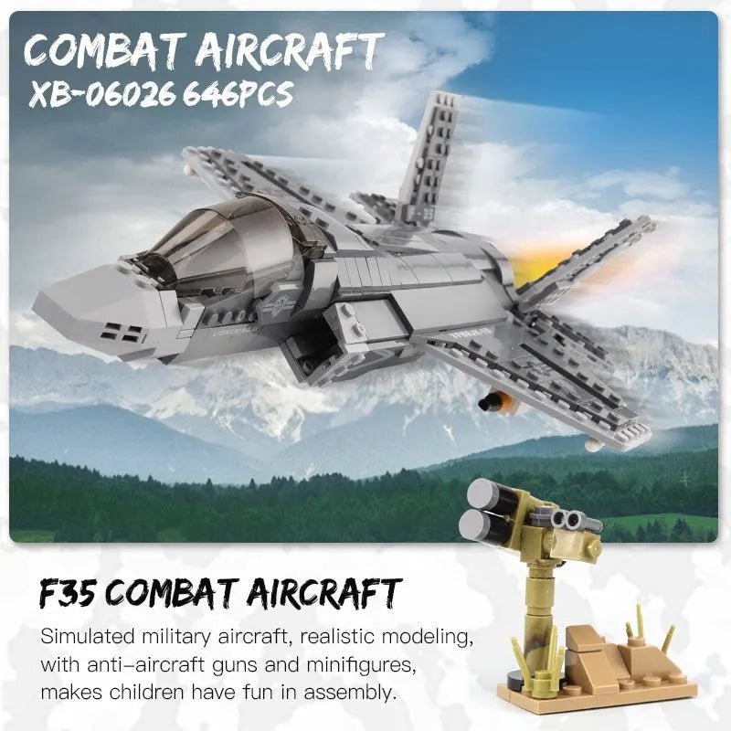 Xingbao MOC Building Block Set: Stealth Fighter Jet F-35 Aircraft, Model XB06026