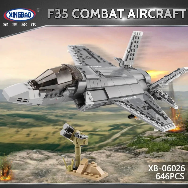 Xingbao MOC Building Block Set: Stealth Fighter Jet F-35 Aircraft, Model XB06026
