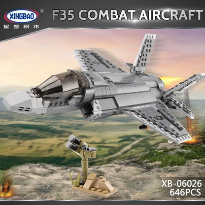 Xingbao MOC Building Block Set: Stealth Fighter Jet F-35 Aircraft, Model XB06026