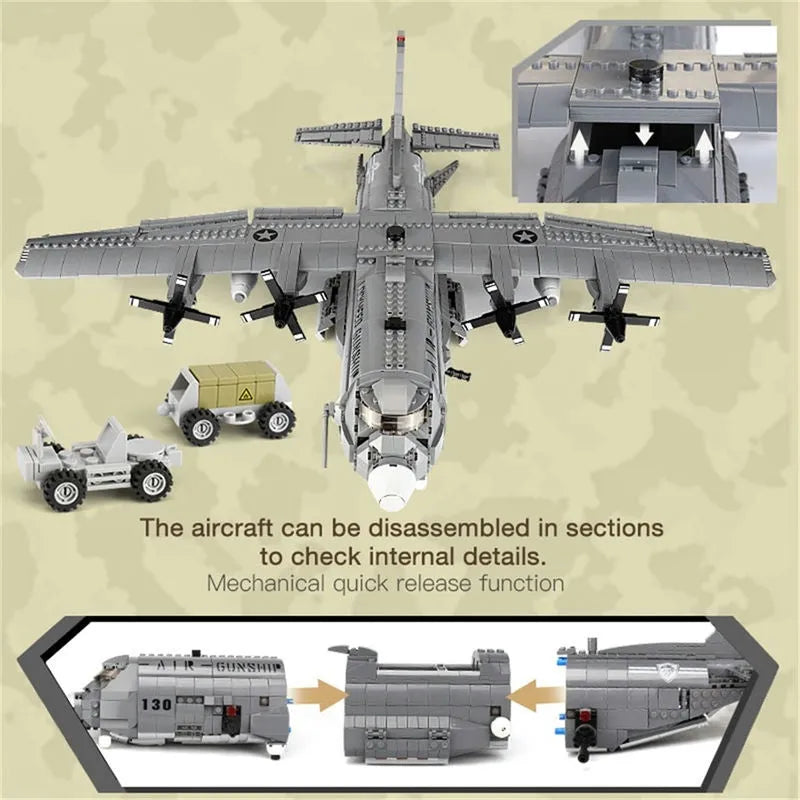 Xingbao MOC Building Block Set: WW2 AC-130 Gunboat Aircraft, Model XB06023
