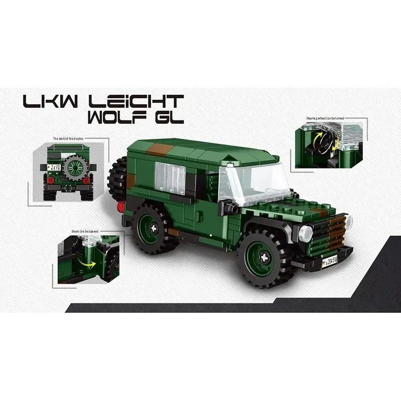 Xingbao MOC Building Block Set: WW2 Lkw Leicht Wolf Gl Armored Car, Model XB06041