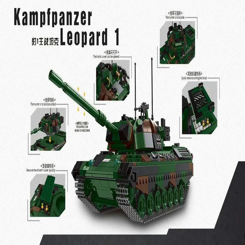 Xingbao Building Block Set: WW2 German Kampfpanzer Leopard 1 Battle Tank, Model XB06049