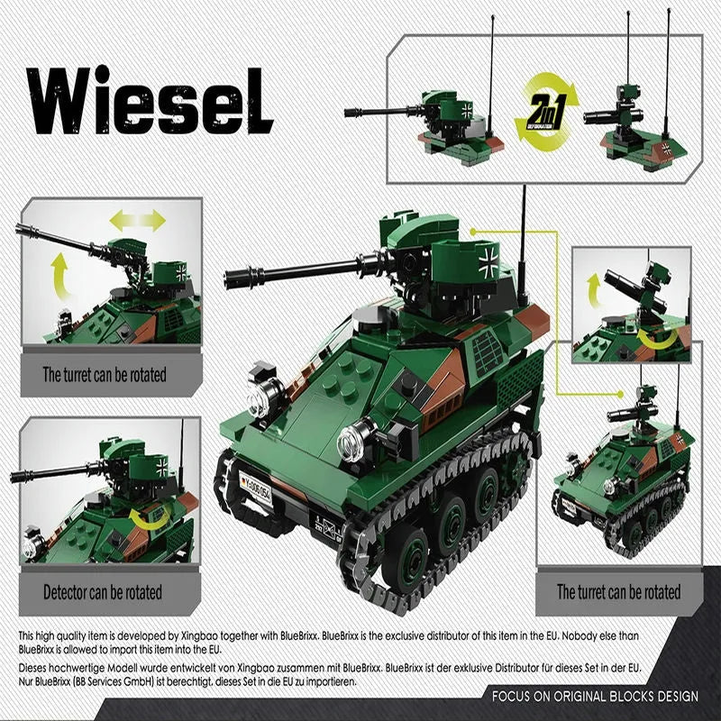 Xingbao Building Block Set: WW2 Wiesel Infantry Combat Armored Vehicle, Model XB06054