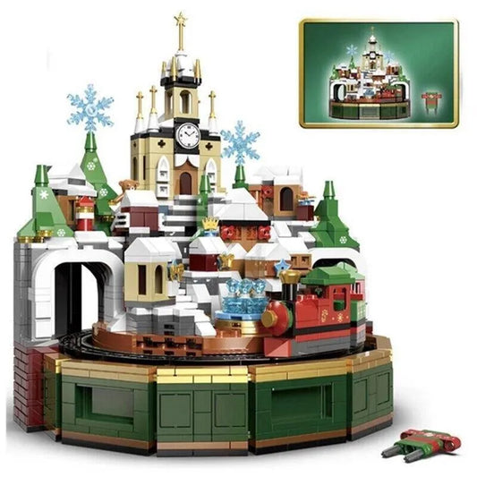 Xingbao MOC Building Block Set: Snow Christmas Castle Music Box, Model XB18020