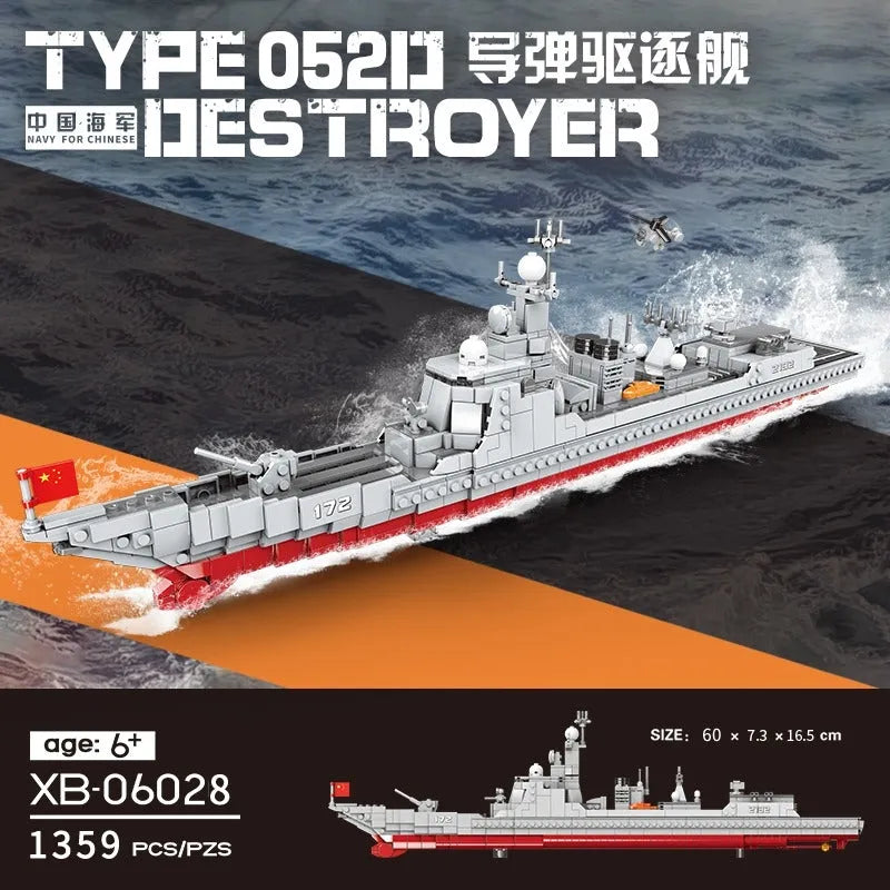 Xingbao MOC Building Block Set: Guided Missiles Destroyer Warship, Model XB06028