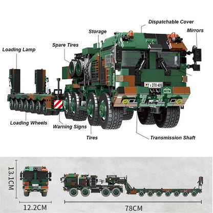Xingbao MOC Building Block Set: WW2 Military Tank Transporter Vehicle, Model XB06046