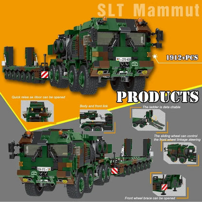 Xingbao MOC Building Block Set: WW2 Military Tank Transporter Vehicle, Model XB06046