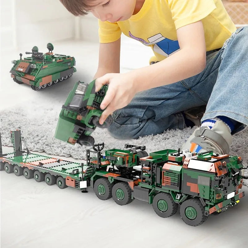 Xingbao MOC Building Block Set: WW2 Military Tank Transporter Vehicle, Model XB06046