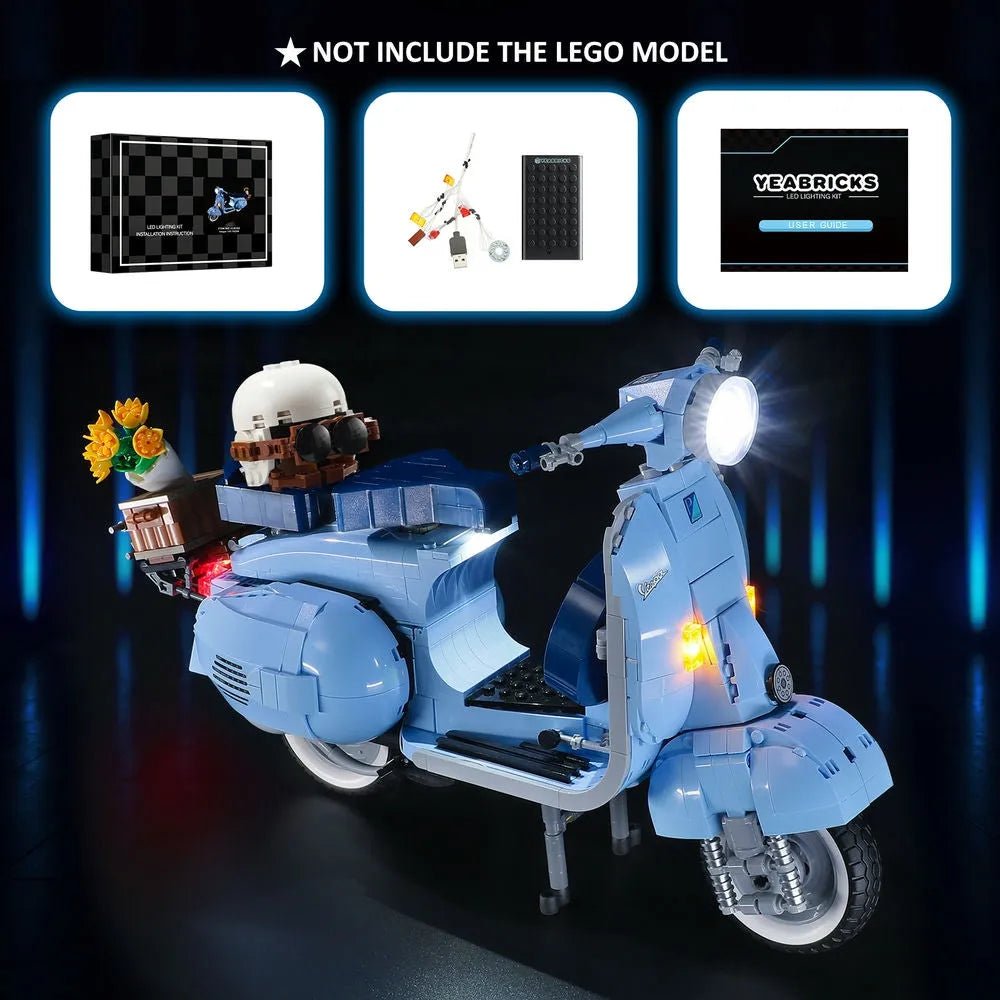 YEBRICKS LED Light Kit for 10298 Vespa 125 (Lights Only), Model L-10298