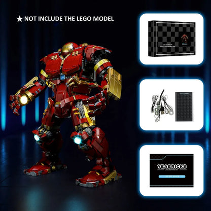 YEBRICKS LED Light Kit for 76210 The Hulkbuster MK44 (Lights Only), Model L-76210