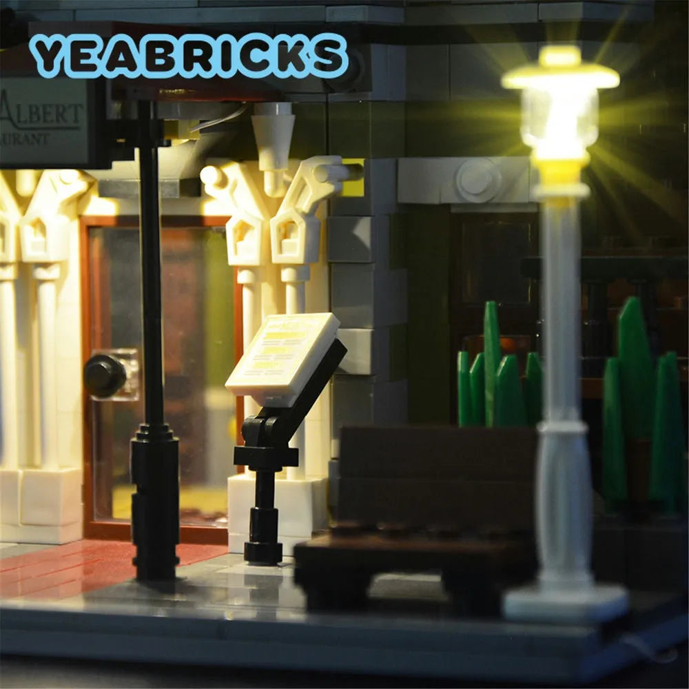 YEBRICKS LED Light Kit for 10243 The Parisian Restaurant (Lights Only), Model L-10243