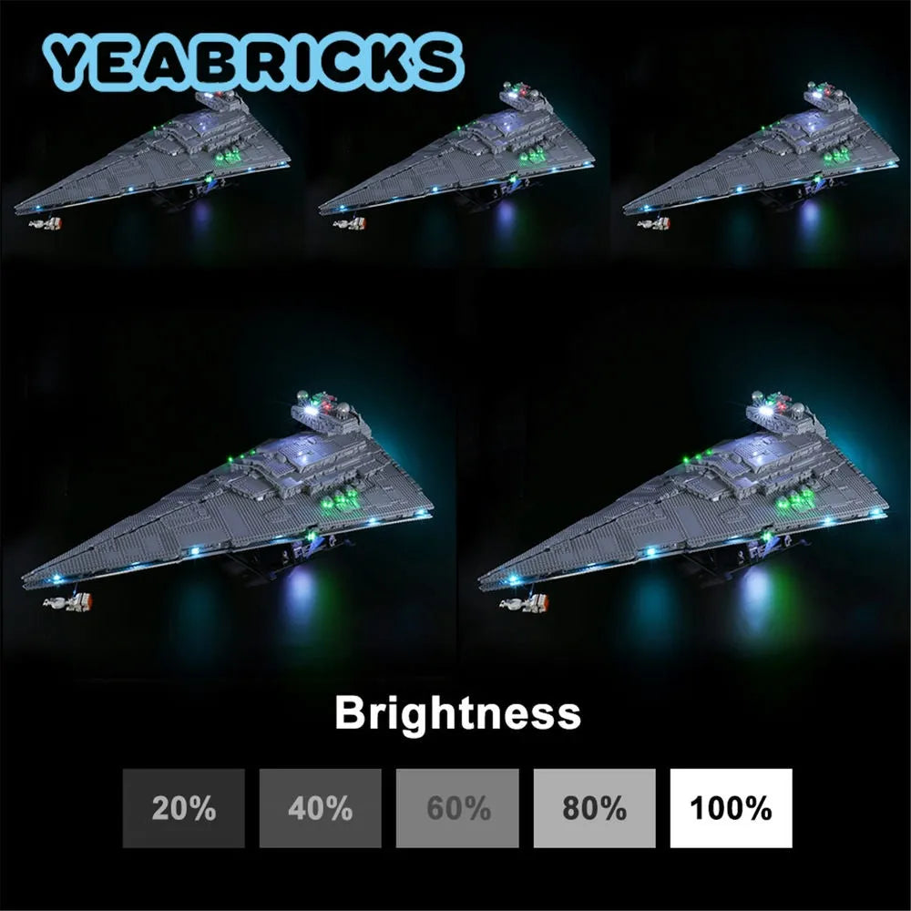 YEBRICKS LED Light Kit for 75252 Imperial Destroyer (Lights Only), Model L-75252