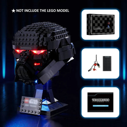 YEBRICKS LED Light Kit for 75343 Dark Trooper Helmet (Lights Only), Model L-75343
