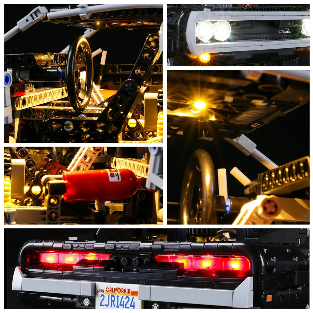 YEBRICKS LED Light Kit for 42111 Dom's Dodge Charger (Lights Only), Model L-42111