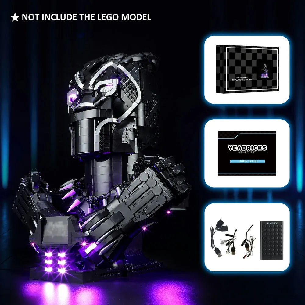 YEBRICKS LED Light Kit for 76215 The Black Panther (Lights Only), Model L-76215