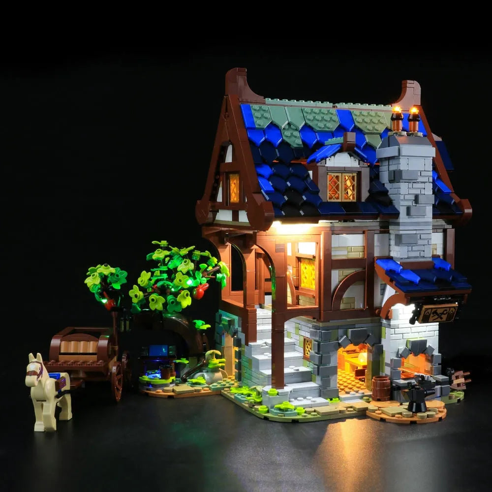 YEBRICKS LED Light Kit for 21325 Medieval Blacksmith (Lights Only), Model L-21325