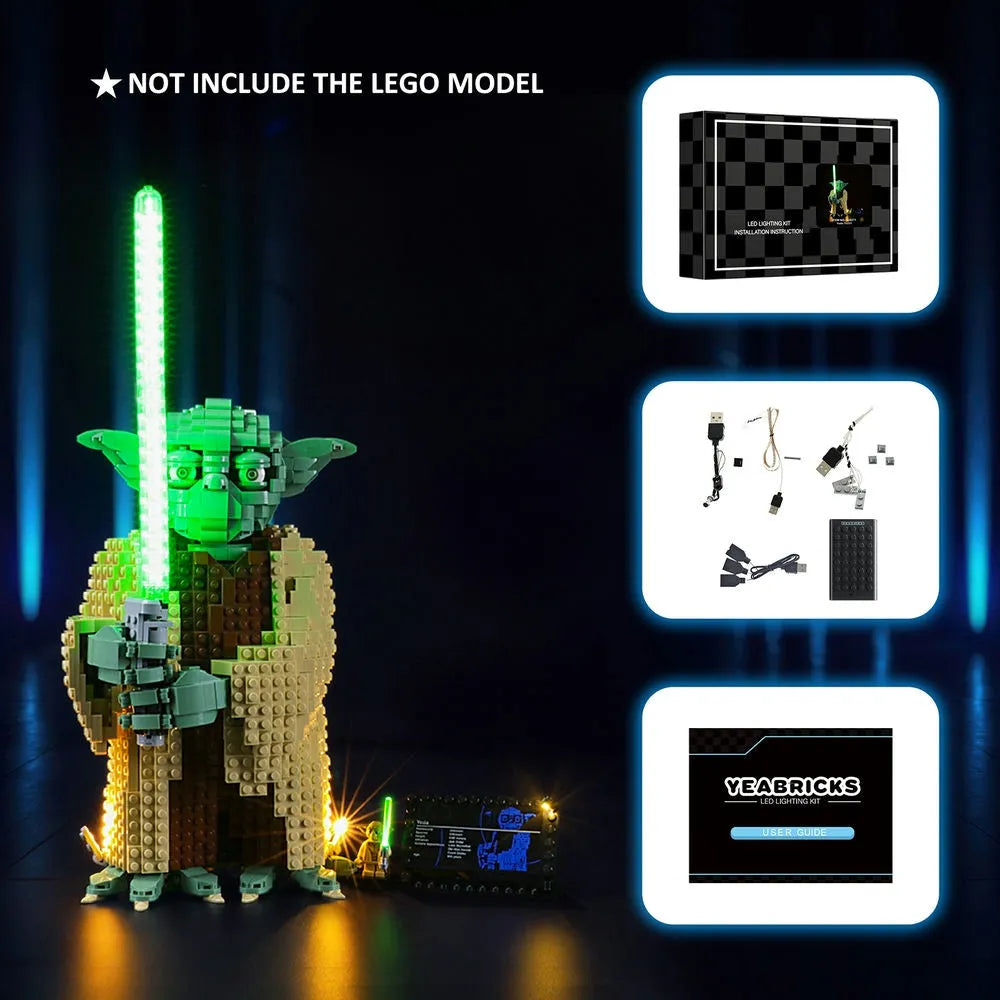 YEBRICKS LED Light Kit for Star Wars 75255 The Yoda (Lights Only), Model L-75255