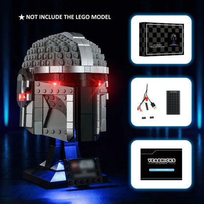 YEBRICKS LED Light Kit for 75328 Mandalorian Helmet (Lights Only), Model L-75328