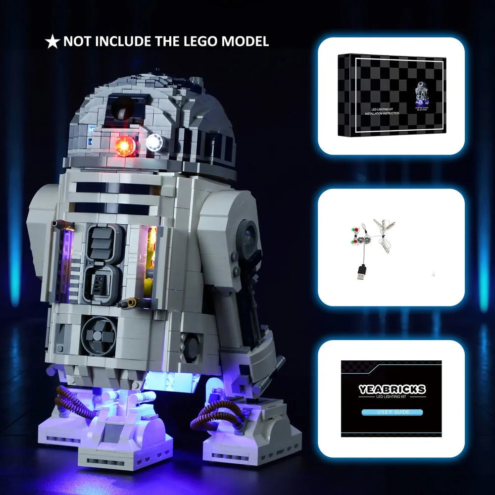 YEBRICKS LED Light Kit for Star Wars 75308 The R2-D2 (Lights Only), Model L-75308