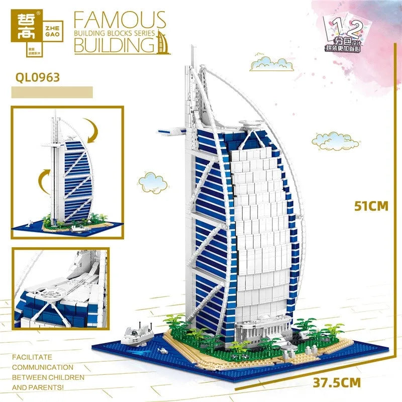 ZHEGAO MOC Building Block Set: De La Tour Hotel, Model QL0963