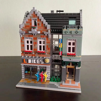 ZHEGAO MOC Building Block Set: Experts MOC MINI Bike Shop Modular, Model 00959