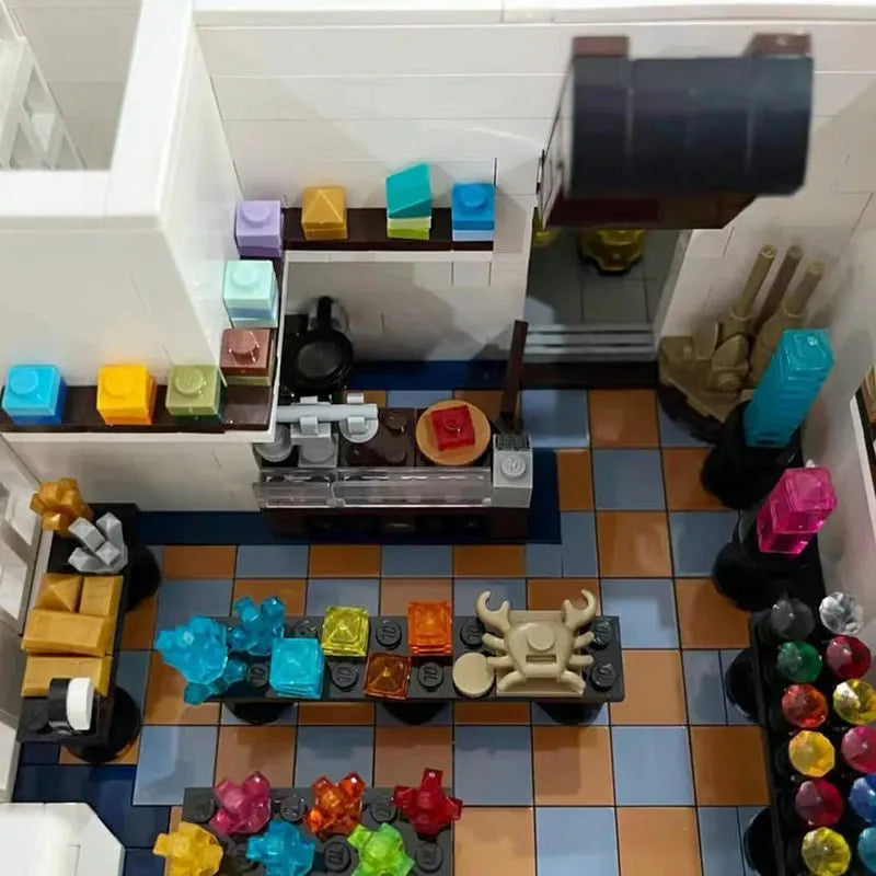 ZHEGAO MOC Building Block Set: Experts MOC MINI Bike Shop Modular, Model 00959