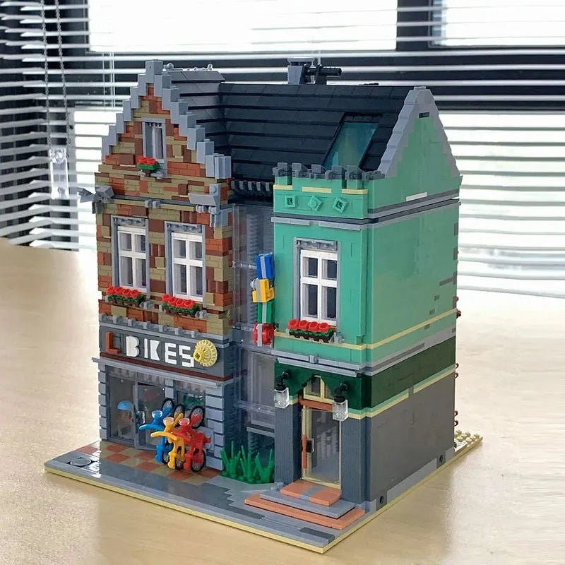 ZHEGAO MOC Building Block Set: Experts MOC MINI Bike Shop Modular, Model 00959