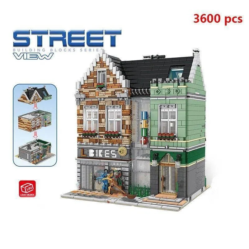 ZHEGAO MOC Building Block Set: Experts MOC MINI Bike Shop Modular, Model 00959