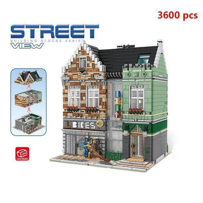 ZHEGAO MOC Building Block Set: Experts MOC MINI Bike Shop Modular, Model 00959