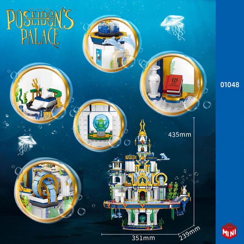 ZHEGAO MOC Building Block Set: Poseidon Palace Underwater City MINI, Model 01048