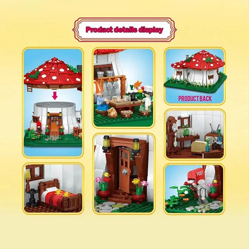 ZHEGAO MOC Building Block Set: Mushroom House MINI, Model 01016