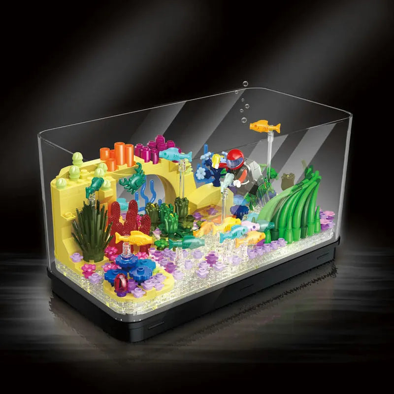 ZHEGAO MOC Building Block Set: Aquarium Fish Tank MINI DZ6101