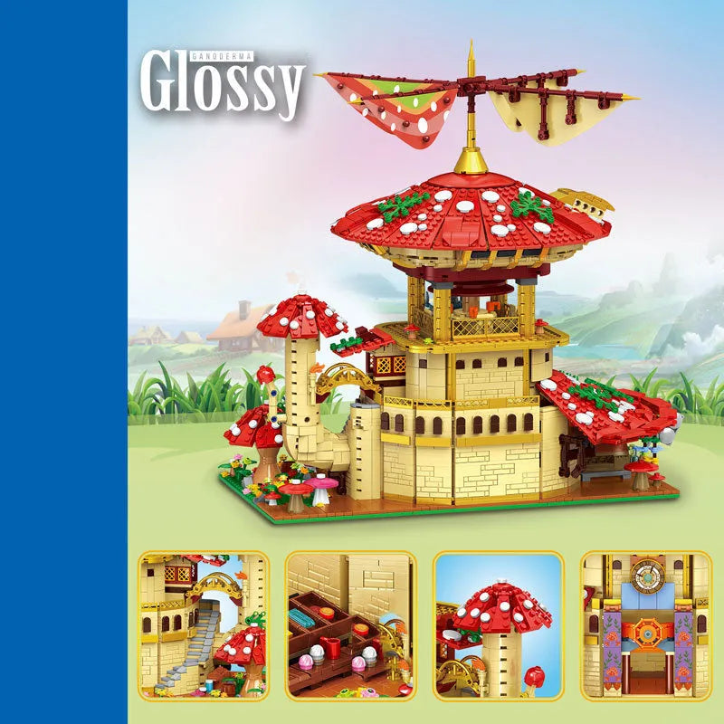 ZHEGAO MOC Building Block Set: Glossy Ganoderma Mushroom Hotel MINI, Model 01015