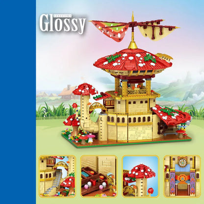 ZHEGAO MOC Building Block Set: Glossy Ganoderma Mushroom Hotel MINI, Model 01015