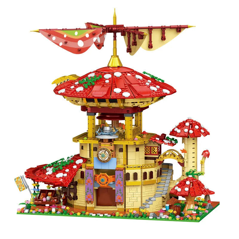 ZHEGAO MOC Building Block Set: Glossy Ganoderma Mushroom Hotel MINI, Model 01015
