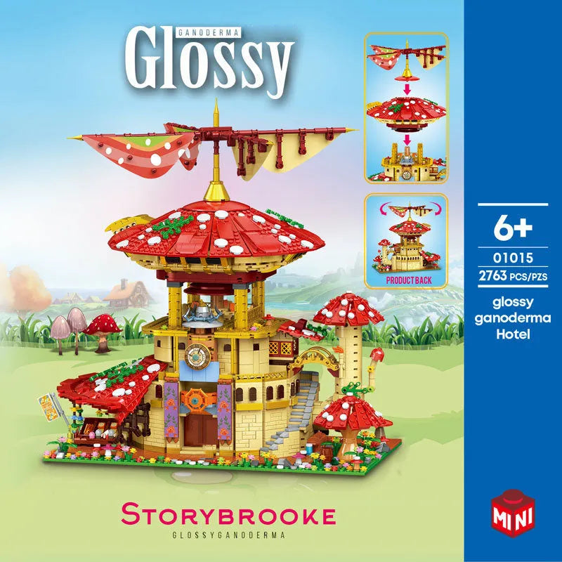 ZHEGAO MOC Building Block Set: Glossy Ganoderma Mushroom Hotel MINI, Model 01015