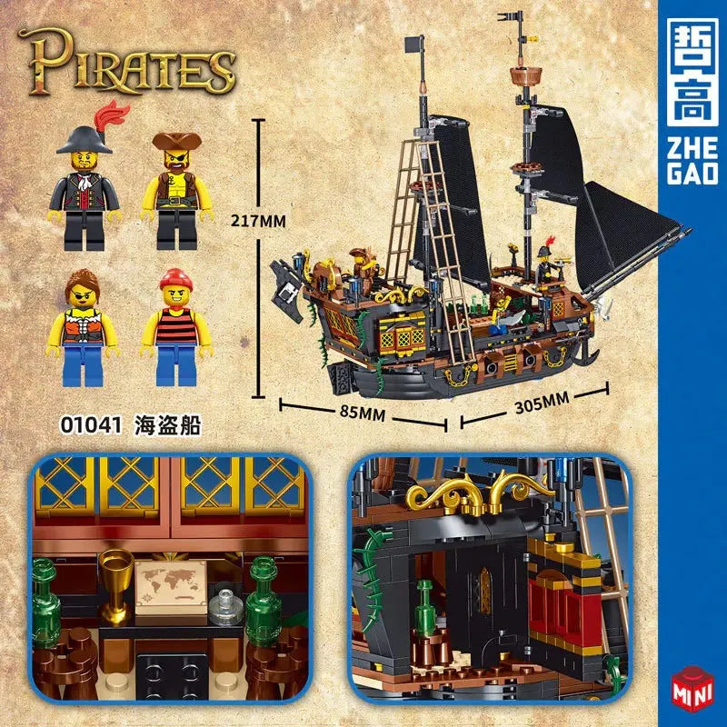 ZHEGAO MOC Building Block Set: Pirate Ship MINI 01041