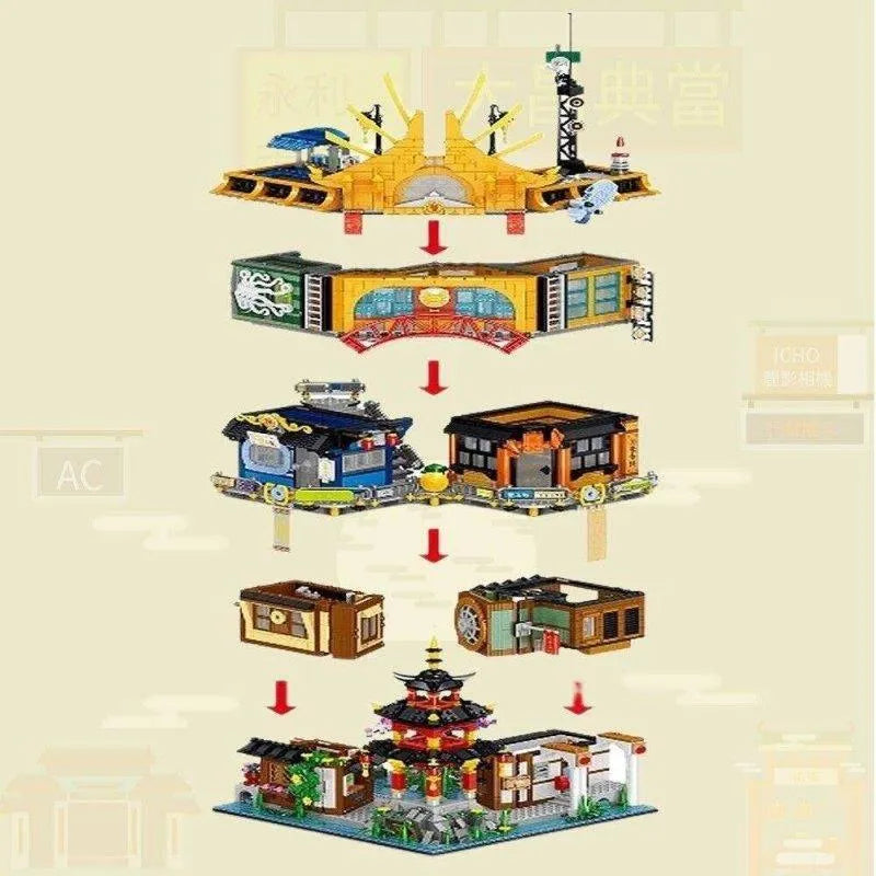 ZHEGAO MOC Building Block Set: Hong Kong City House MINI, Model 00982