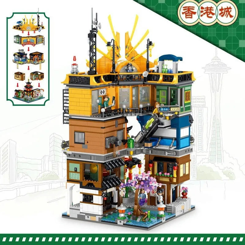 ZHEGAO MOC Building Block Set: Hong Kong City House MINI, Model 00982
